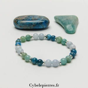 Bracelet Sérénité Intense - Apatite Bleue, Aigue - Marine et Amazonite (6mm) - 18cm | Apaisement et Clarté - Cybele Pierres