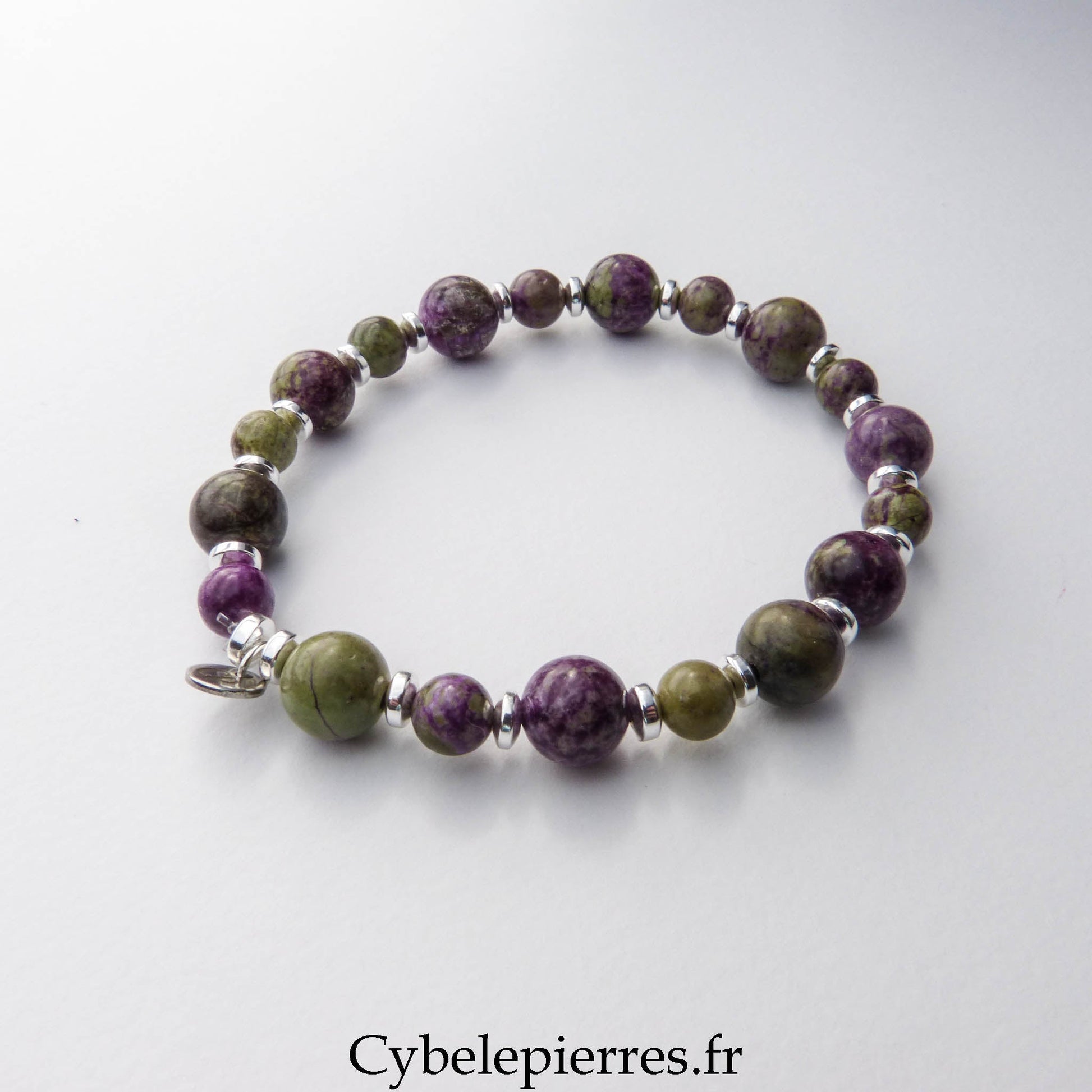 Bracelet Stitchite - Serpentine (6 et 8 mm) – 18 cm | Douceur et ancrage - Cybele Pierres