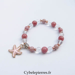 Bracelet Summer – Cristal de Roche, Rhodonite (6 mm) et Thulite (8 mm) – 17 cm - Cybele Pierres
