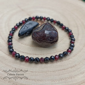 Bracelet Super Woman - Spinelle et Grenat (3mm) - 18cm - Cybele Pierres