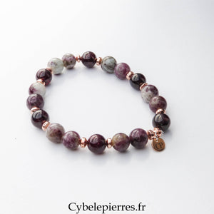 Bracelet Talisman - Rubellite et Grenat (6 et 8mm) - 17cm - Cybele Pierres