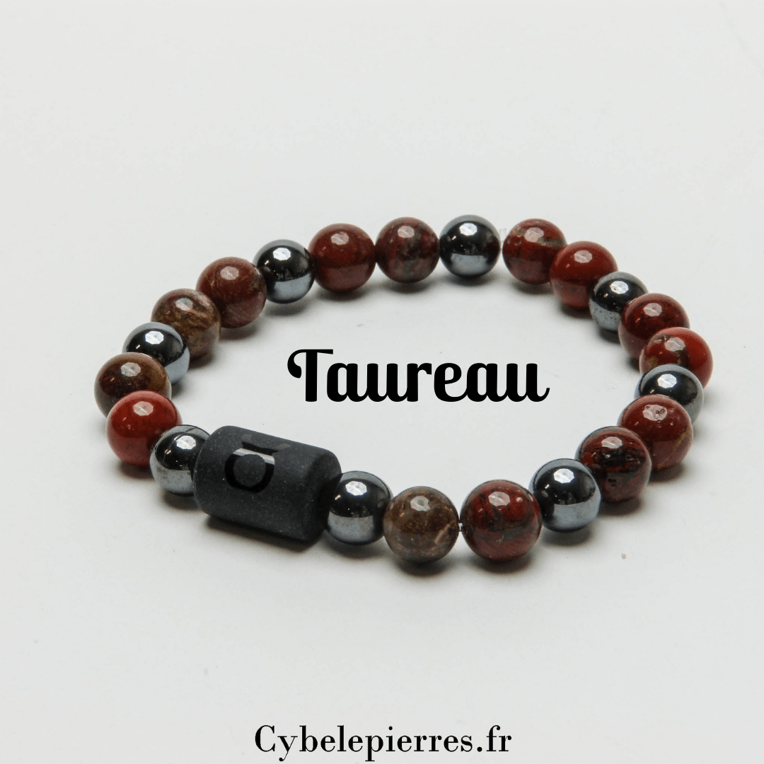 Bracelet Taureau - Jaspe Rouge (8mm) | Force et Équilibre - Cybele Pierres
