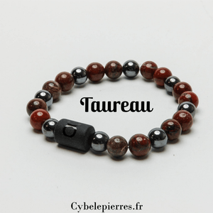 Bracelet Taureau - Jaspe Rouge (8mm) | Force et Équilibre - Cybele Pierres