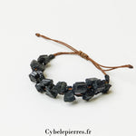 Bracelet Tourmaline en micro - macramé (Perles brutes) - 18cm - Cybele Pierres