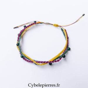 Bracelet “Trio Estival – Énergie Tropicale” – micro macramé & malachite - Cybele Pierres