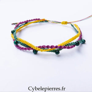 Bracelet “Trio Estival – Énergie Tropicale” – micro macramé & malachite - Cybele Pierres