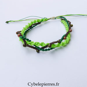 Bracelet “Trio Estival – Forêt Vive” – micro macramé & unakite - Cybele Pierres