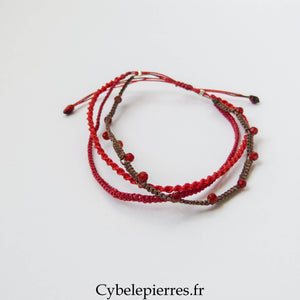 Bracelet “Trio Estival – Fruits Rouges” – micro macramé & cornaline - Cybele Pierres