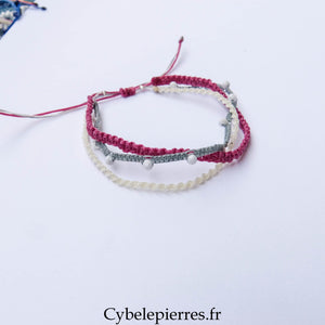 Bracelet “Trio Estival – Lâcher - prise” – micro macramé & howlite facettée - Cybele Pierres