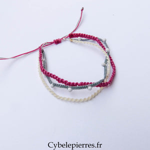 Bracelet “Trio Estival – Lâcher - prise” – micro macramé & howlite facettée - Cybele Pierres