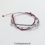 Bracelet “Trio Estival – Lavande Boréale” – micro macramé & fluorite - Cybele Pierres