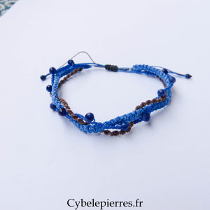 Bracelet “Trio Estival – Pleine Confiance” – micro macramé & sodalite facettée - Cybele Pierres