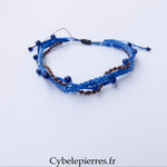 Bracelet “Trio Estival – Pleine Confiance” – micro macramé & sodalite facettée - Cybele Pierres