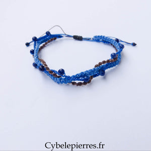 Bracelet “Trio Estival – Pleine Confiance” – micro macramé & sodalite facettée - Cybele Pierres