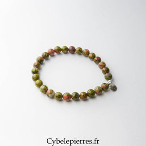 Bracelet Unakite (6mm) - 18cm - Cybele Pierres