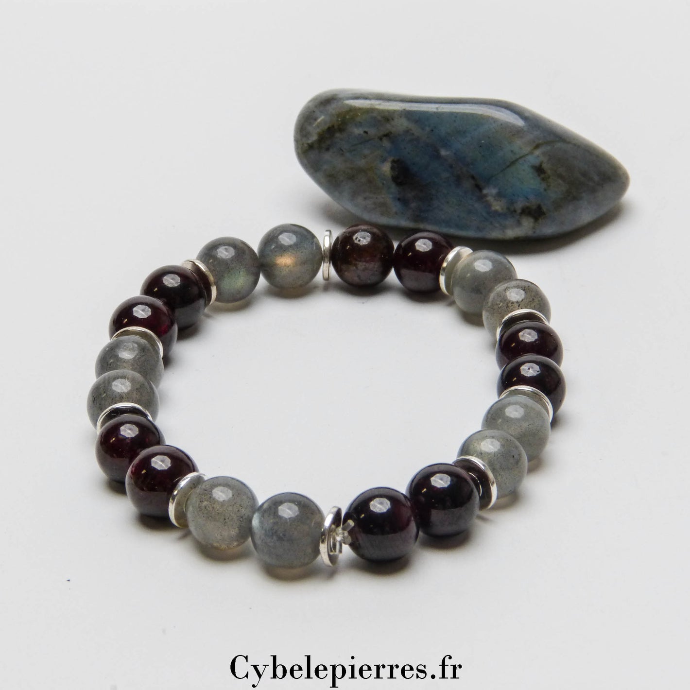 Bracelet Endurance - Labradorite et Grenat (8mm) - 17 cm | Vitalité et Protection