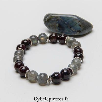 Bracelet Endurance - Labradorite et Grenat (8mm) - 17 cm | Vitalité et Protection