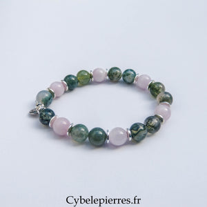 Bracelet Jardin Secret - Agate mousse et Kunzite (8mm) - 17cm