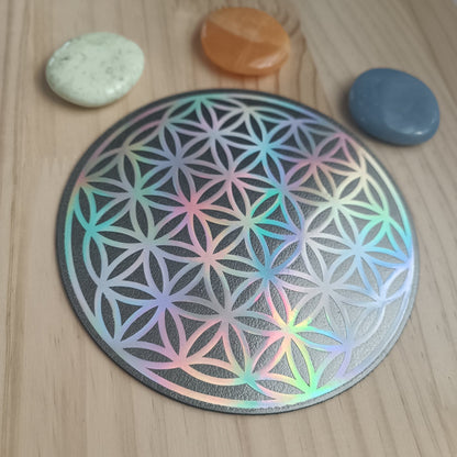 Fleur de Vie Holographique en Simili Cuir - Cybele Pierres