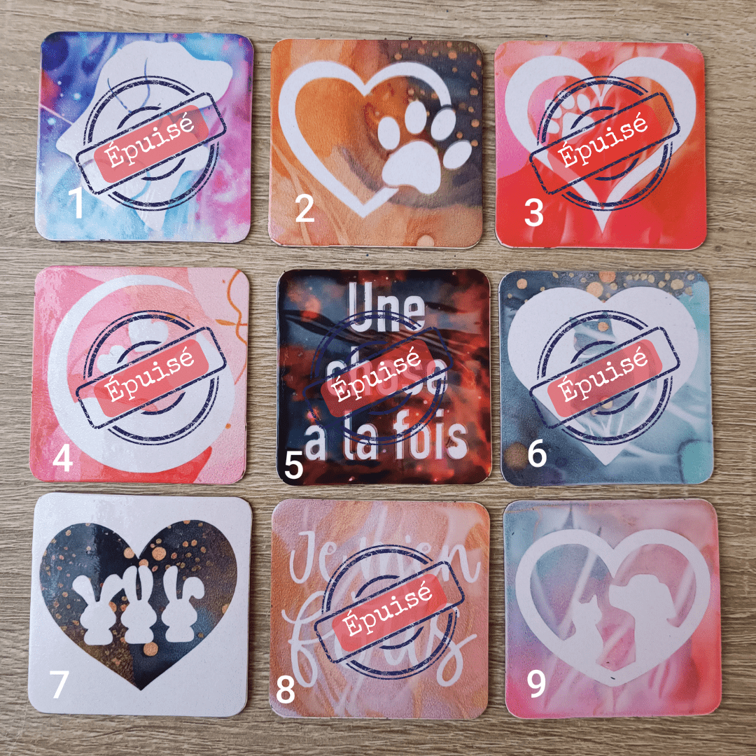 Magnet 5×5 cm en résine sublimée – Modèles animaux et citations - Cybele Pierres