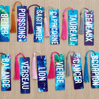 Aluminum Astro Bookmarks – 12 Zodiac Signs | Galaxy Background