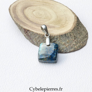 Pendentif Carré Chrysocolle – Apaisement et Créativité (Argent 0.925) - Cybele Pierres