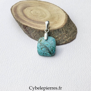 Pendentif Carré en Chrysocolle – Apaisement et Créativité - Cybele Pierres