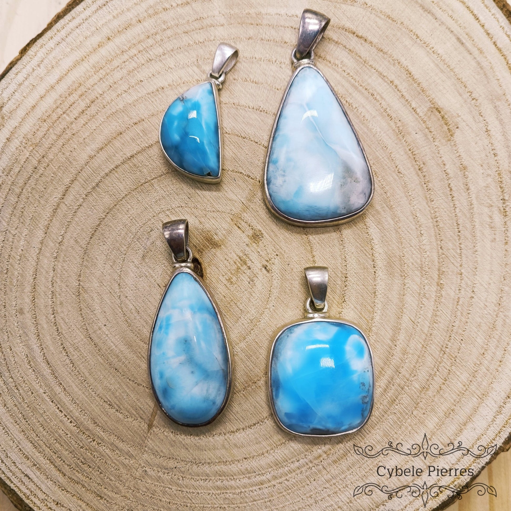Pendentif Larimar Extra (40mm) - Sérénité et Harmonie - Cybele Pierres