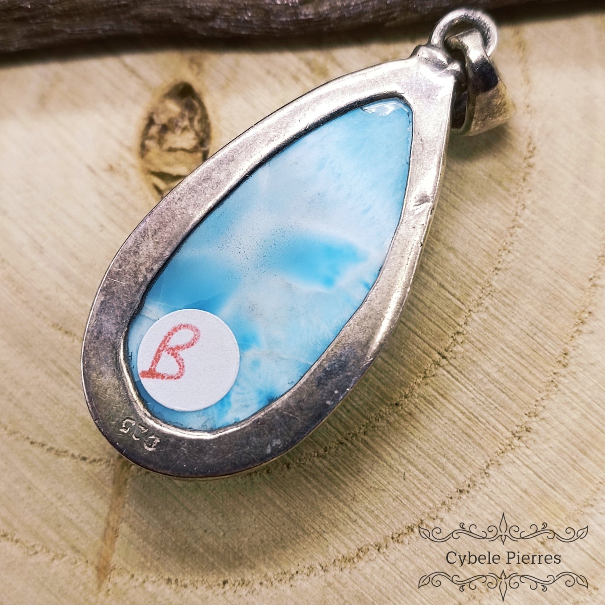 Pendentif Larimar Extra (40mm) - Sérénité et Harmonie - Cybele Pierres