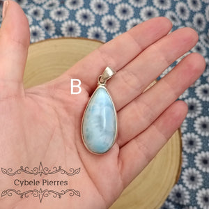 Pendentif Larimar Extra (40mm) - Sérénité et Harmonie - Cybele Pierres