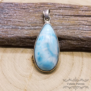 Pendentif Larimar Extra (40mm) - Sérénité et Harmonie - Cybele Pierres