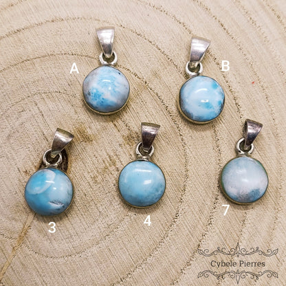 Pendentif Rond - Larimar Extra (10mm) | Sérénité et Éveil - Cybele Pierres