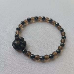 Réservé - Bracelet Patoune – Obsidienne Dorée, Quartz Fumé & Hématite (6 mm) – 18/19 cm | Ancrage & Stabilité - Cybele Pierres