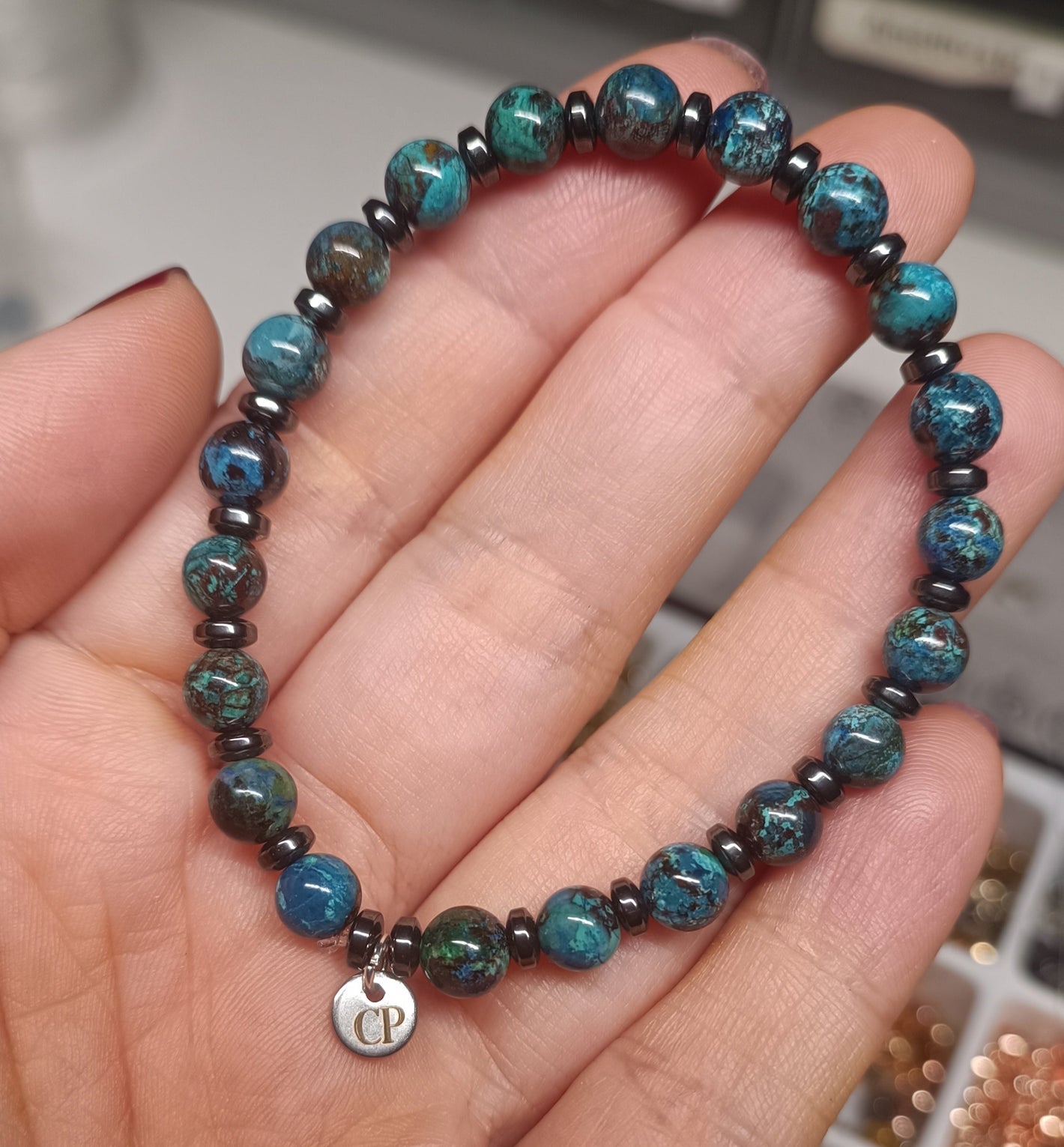 Réservé Bracelet Chrysocolle extra (6mm) - 18cm