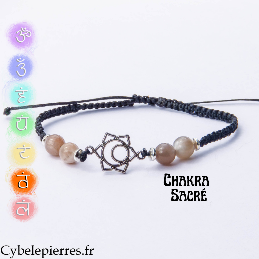 Pulsera Chakra Sacro - Granate (ajustable)
