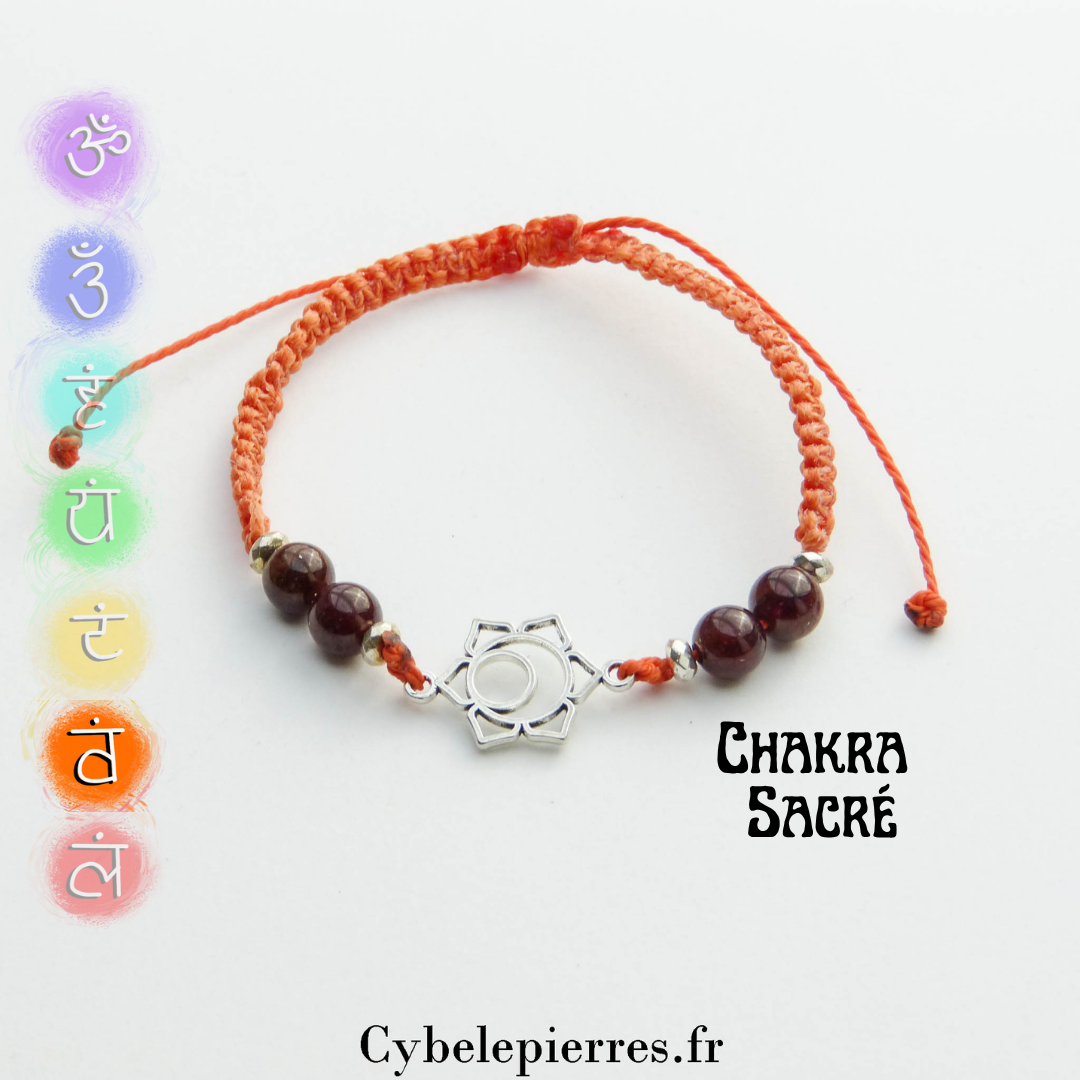 Pulsera Chakra Sacro - Granate (ajustable)