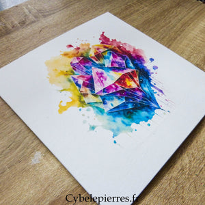 Tableau Cristaux – Impression transférée sur Toile Coton (25×25 cm) - Cybele Pierres