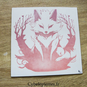 Tableau Renard Esprit – Infusible Ink sur Toile Coton (25×25 cm) - Cybele Pierres