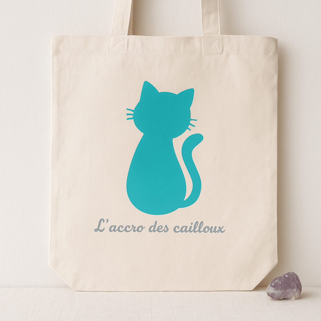 Tote bag de l’été – Chat Bleu | L'accro des cailloux - Cybele Pierres
