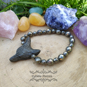 Bracelet "Loup" - Pyrite facettée ( 8mm et 6mm)