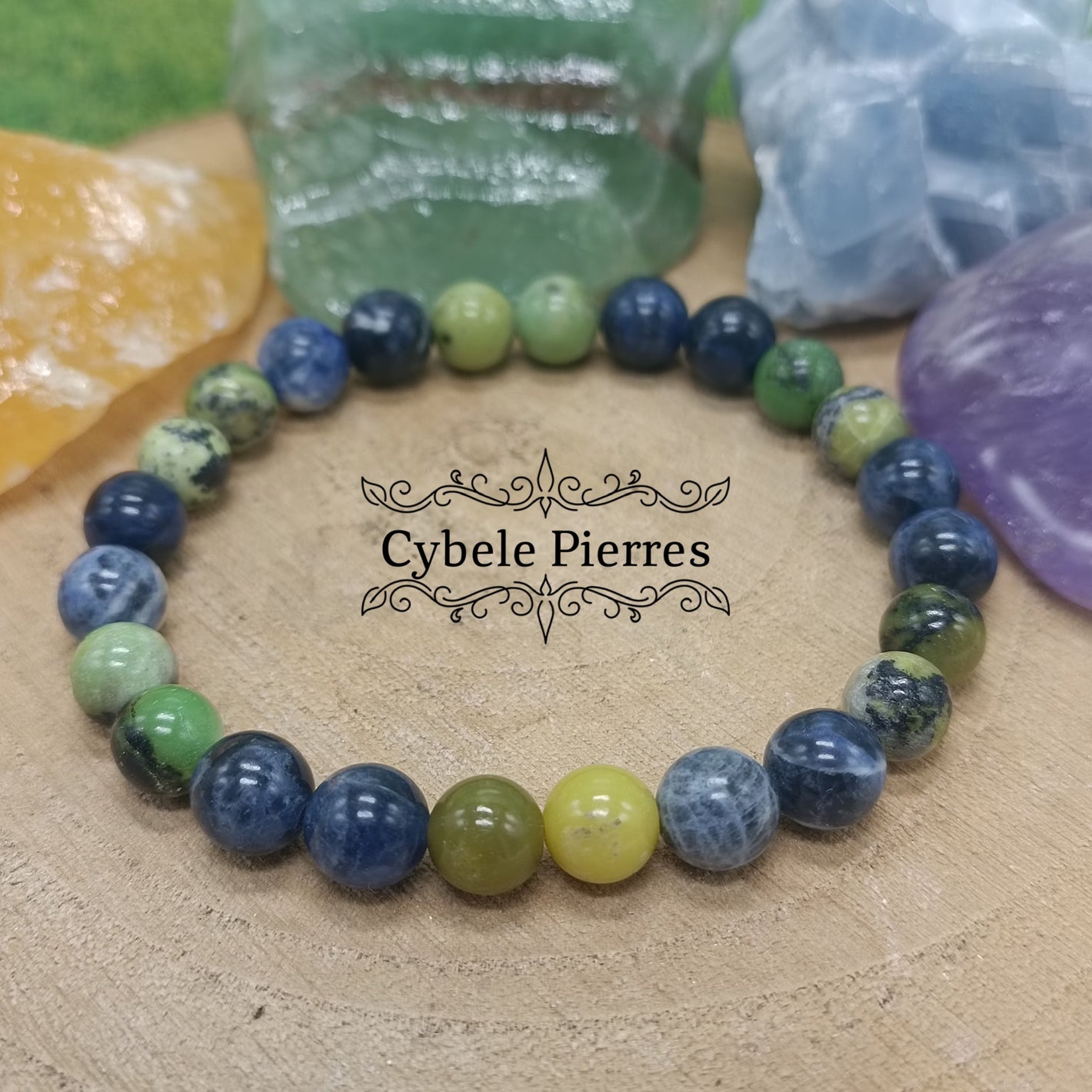 Bracelet Homme - Loyauté : Sodalite et Opale Verte (8mm)- 19cm