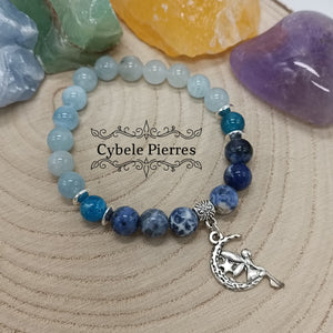 Bracelet Morgana - Aigue-Marine, Apatite & Sodalite (8mm) - 17cm