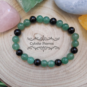 Bracelet Tristesse - Aventurine verte et Spinelle - (8mm) - 19cm