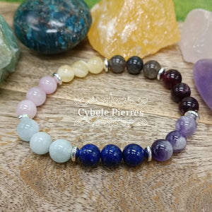 4 Bracelet Pastel 7 Chakras (8mm) - 18 cm | Équilibre et Énergie - Cybele Pierres