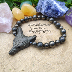 Bracelet "Loup" - Pyrite ( 8mm et 6mm)
