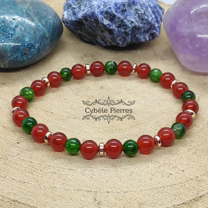 Bracelet Volupté - Diopside et Cornaline (6mm) - 17cm