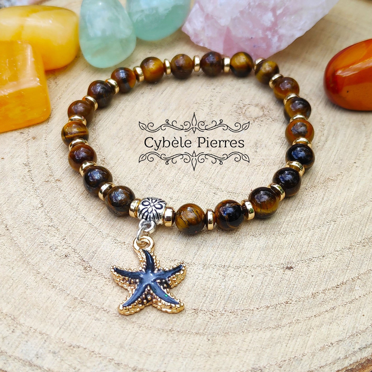 Bracelet Summer Black : Oeil de tigre (6mm) - 17cm