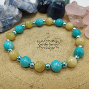 Bracelet Spring Break - Amazonite et Héliodore (8mm) - 18cm