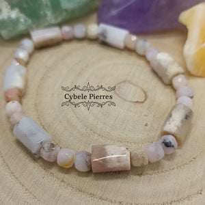 Bracelet Opale Rose (10mm et 4mm) - 18cm