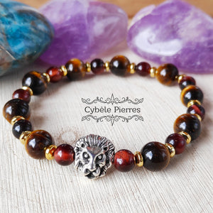 Bracelet Simba - Oeil de taureau & Oeil de tigre (6mm et 8mm) - 18cm